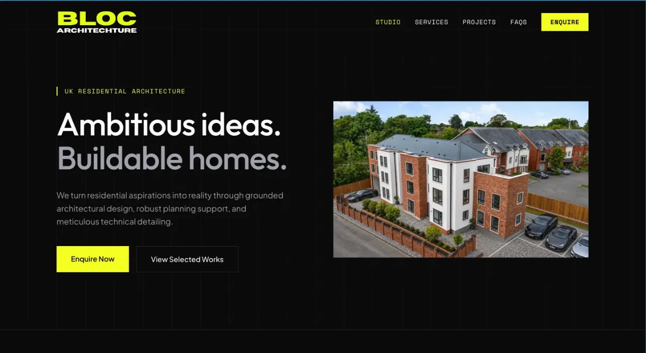 Bloc Arc architecture website with project case studies