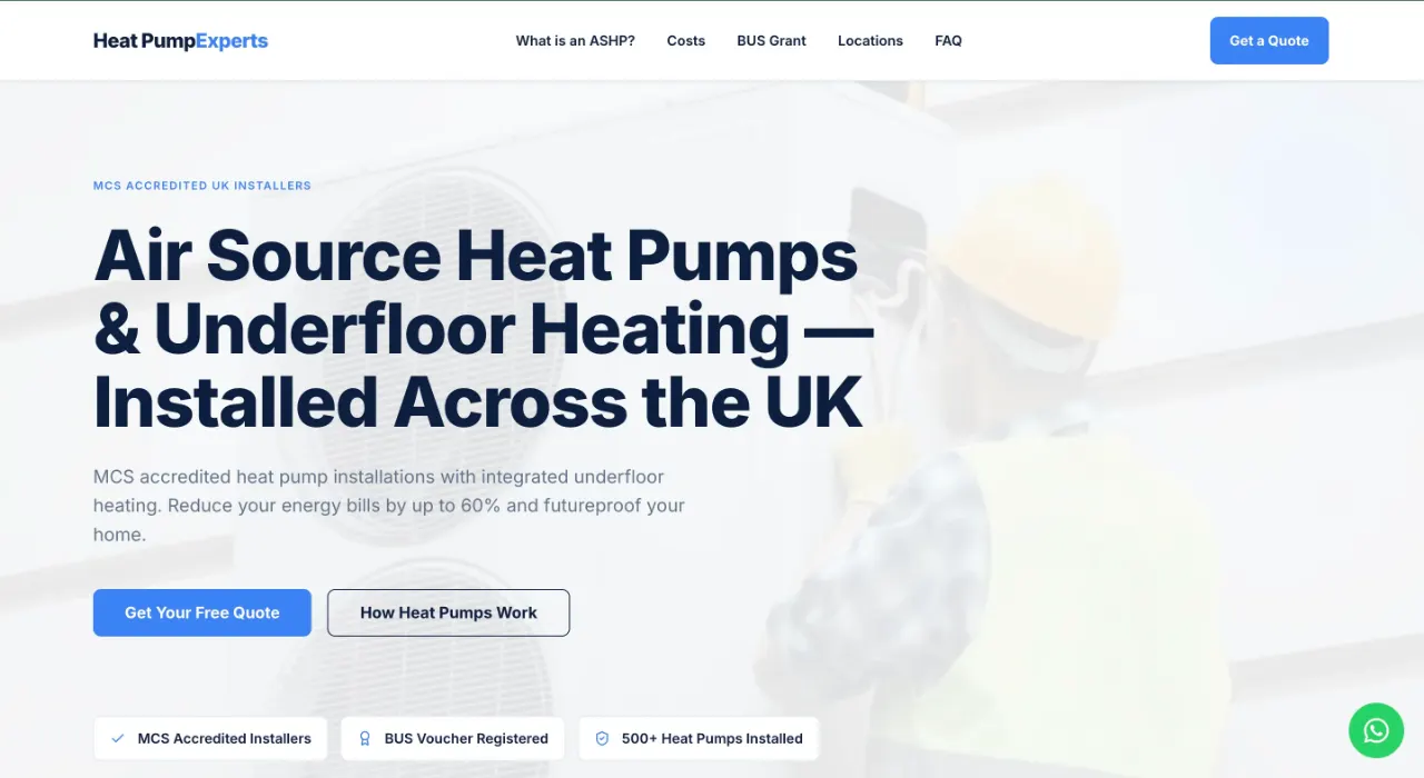 Heat Pump Experts cost calculator and regional lead system