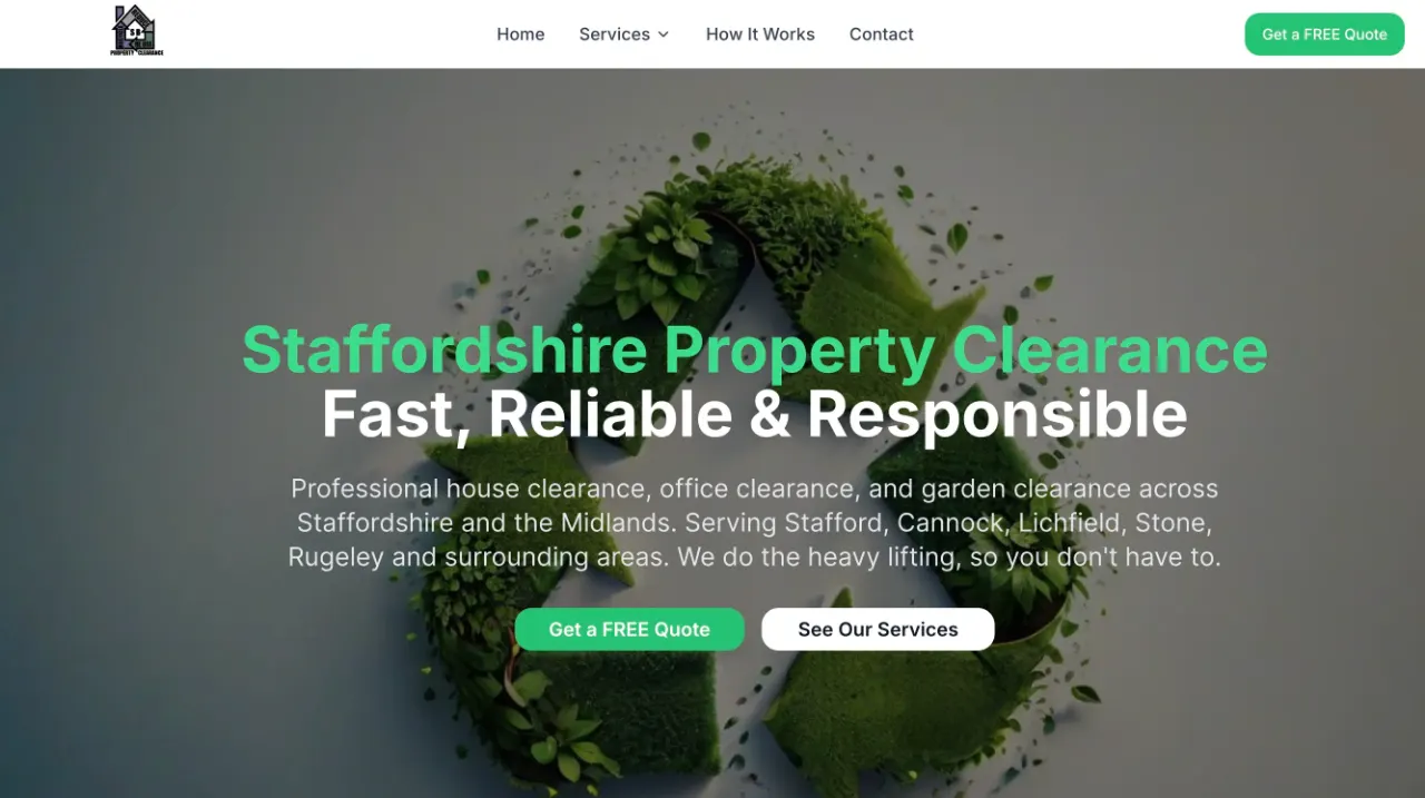 SB Property Clearance website for a Staffordshire property-clearance business